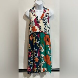 Anthropologie 100% Viscose Sleeveless Collared Dress Size 2‎